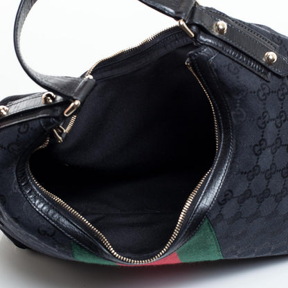 Gucci Monogram Large Horsebit Web Hobo Black 6 of 8