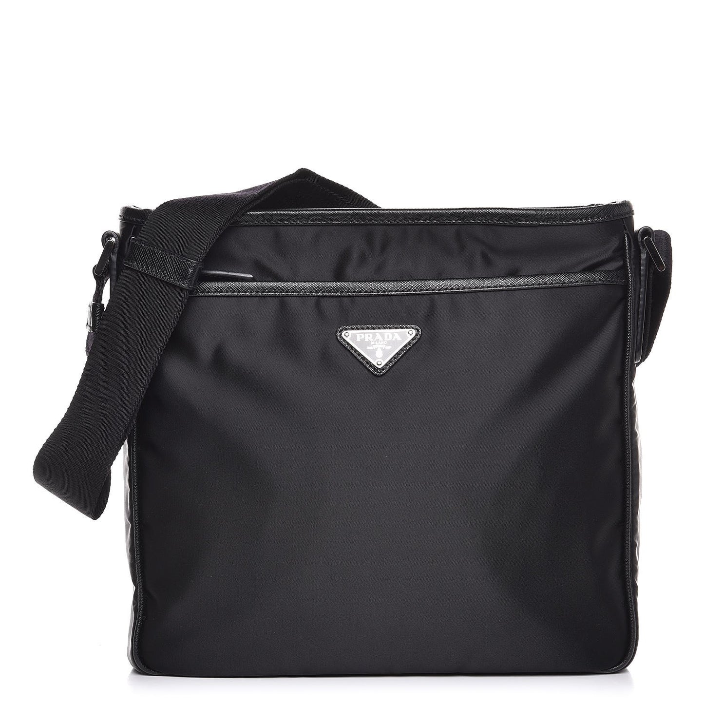 Nylon Flat Messenger Bag Black