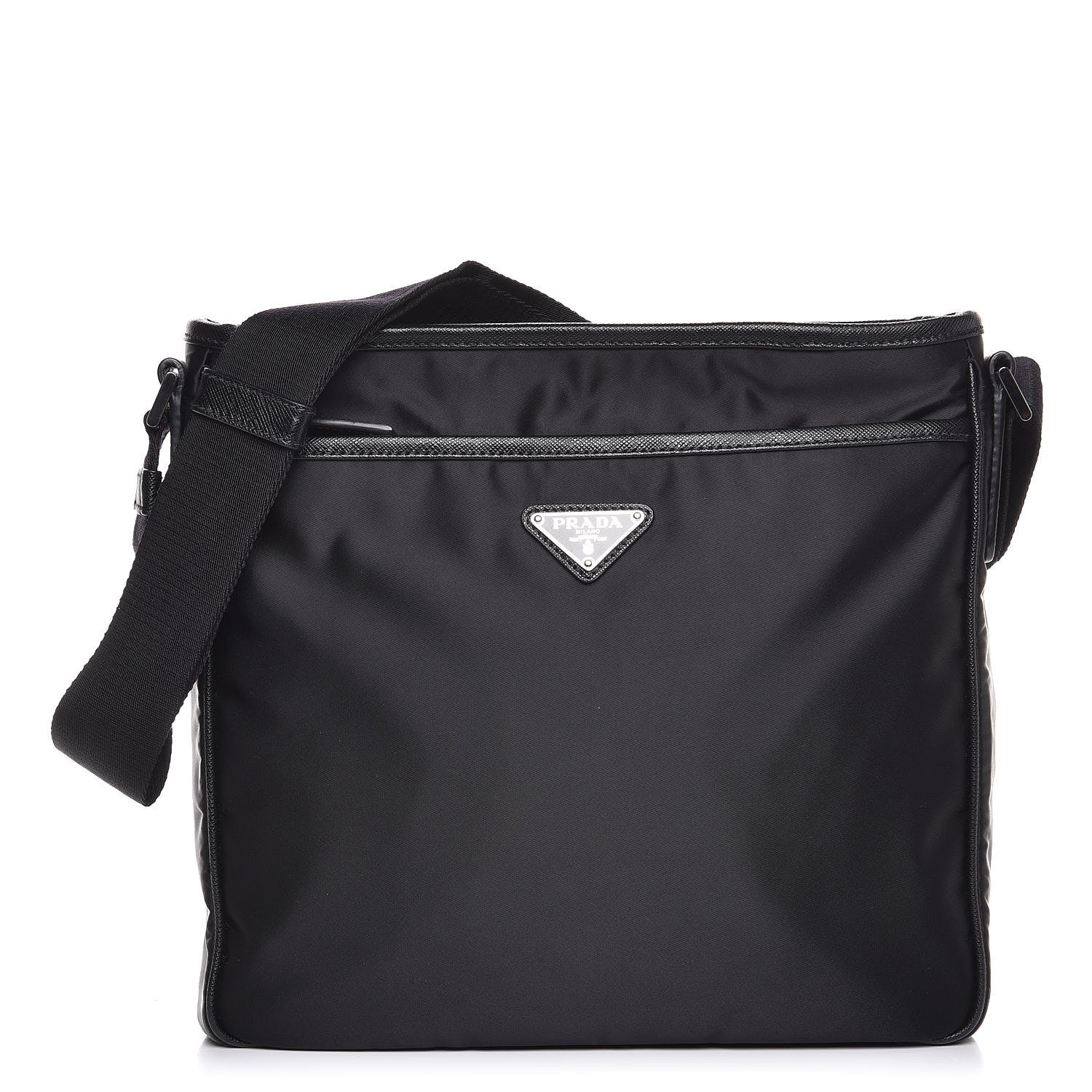 Prada Nylon Flat Messenger Bag Black 1 of 8