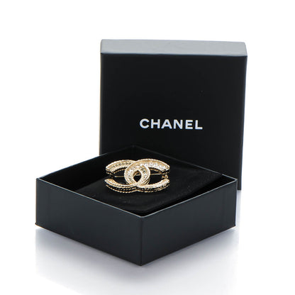 Chanel Crystal CC Brooch Pin Light Gold 5 of 5