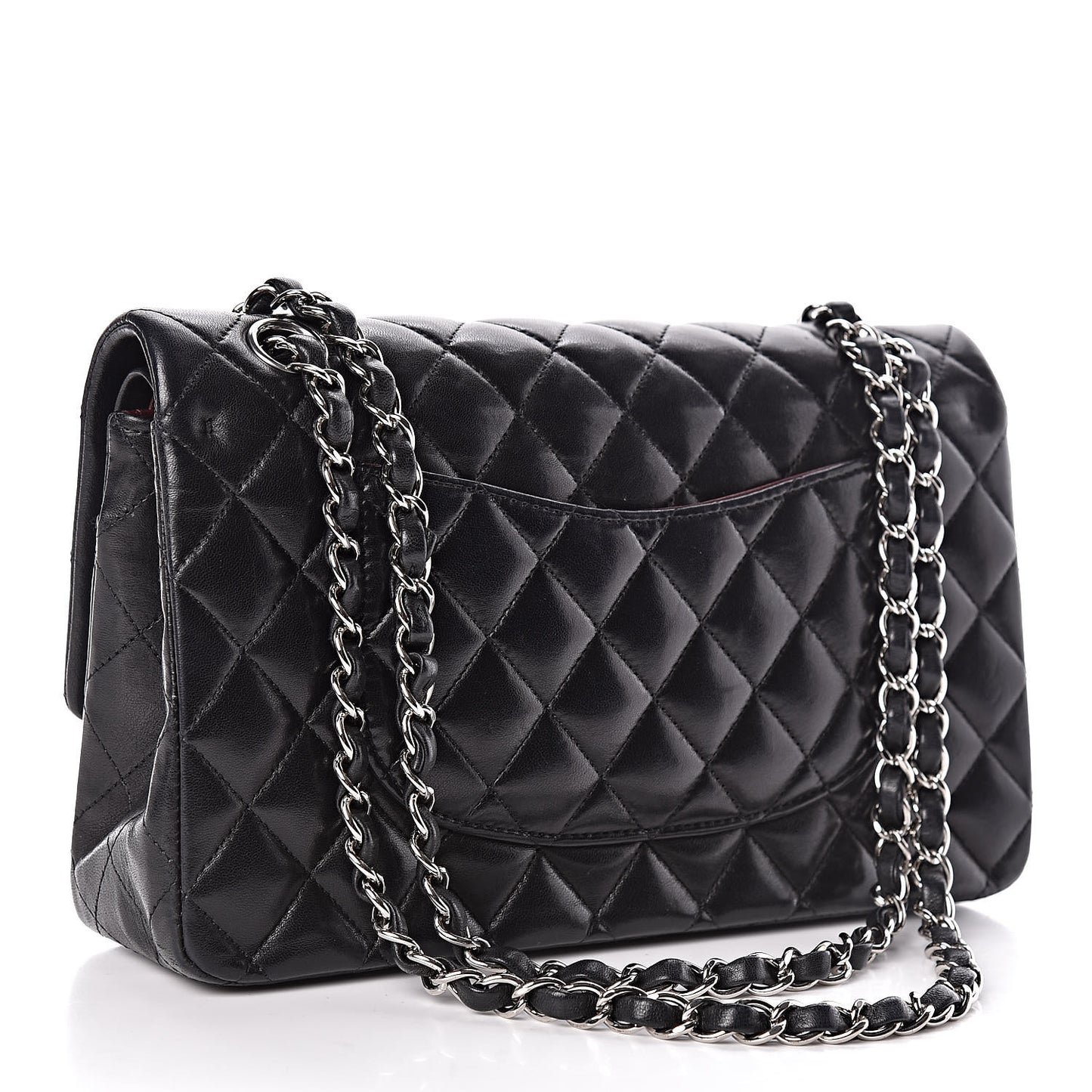 Lambskin Quilted Medium Double Flap Black