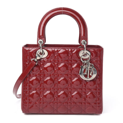 Christian Dior Patent Cannage Medium Lady Dior Red 1 of 12