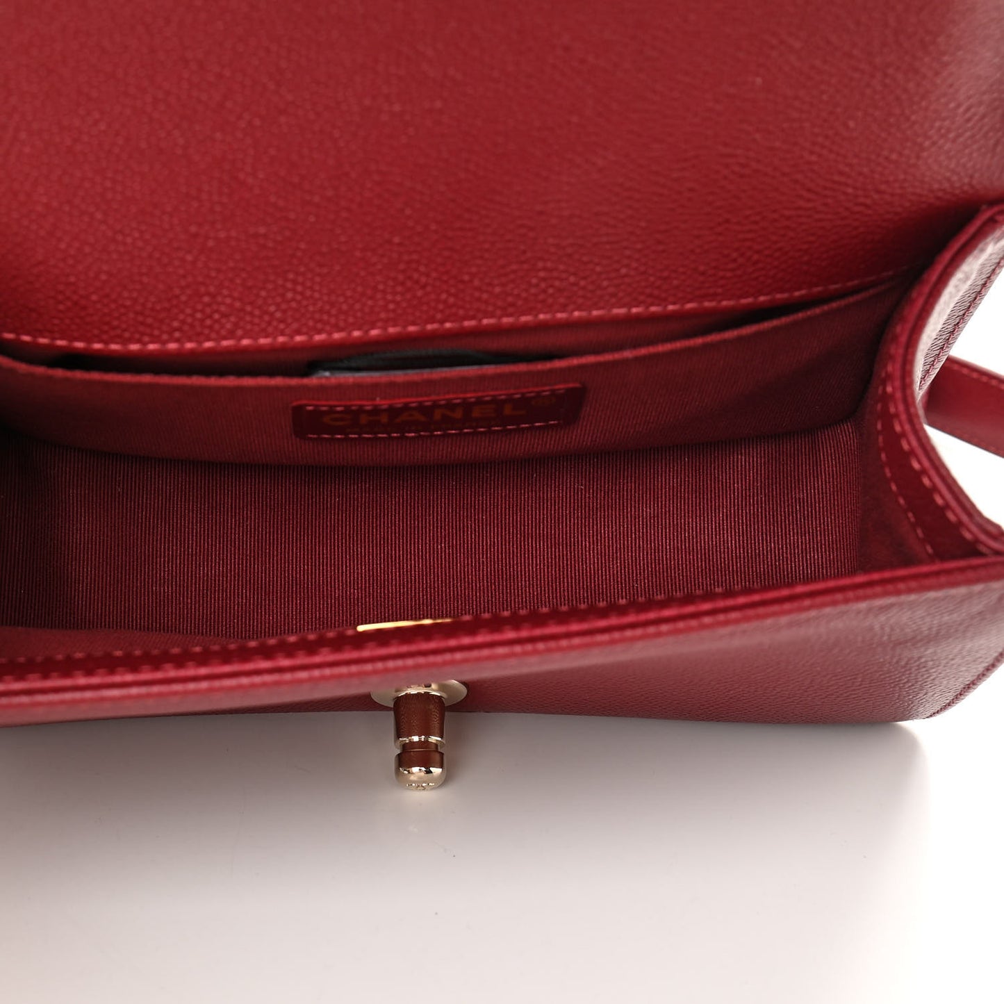 Caviar Quilted Small Boy Flap Burgundy