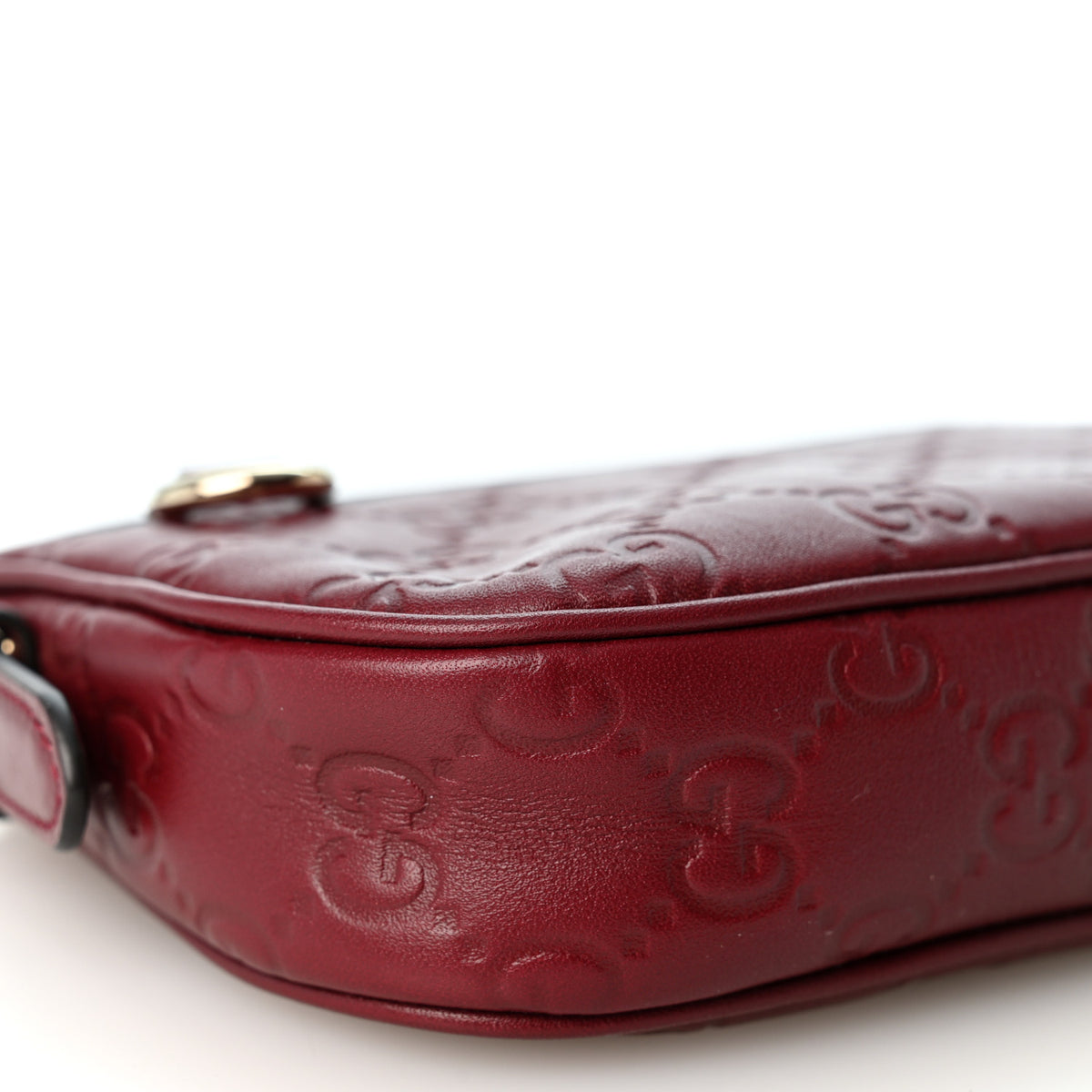 Gucci GG Calfskin Embossed Emblem Mini Shoulder Bag Rosso Ancora 9 of 10