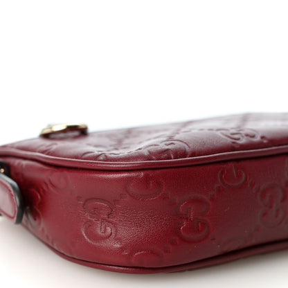 Gucci GG Calfskin Embossed Emblem Mini Shoulder Bag Rosso Ancora 9 of 10