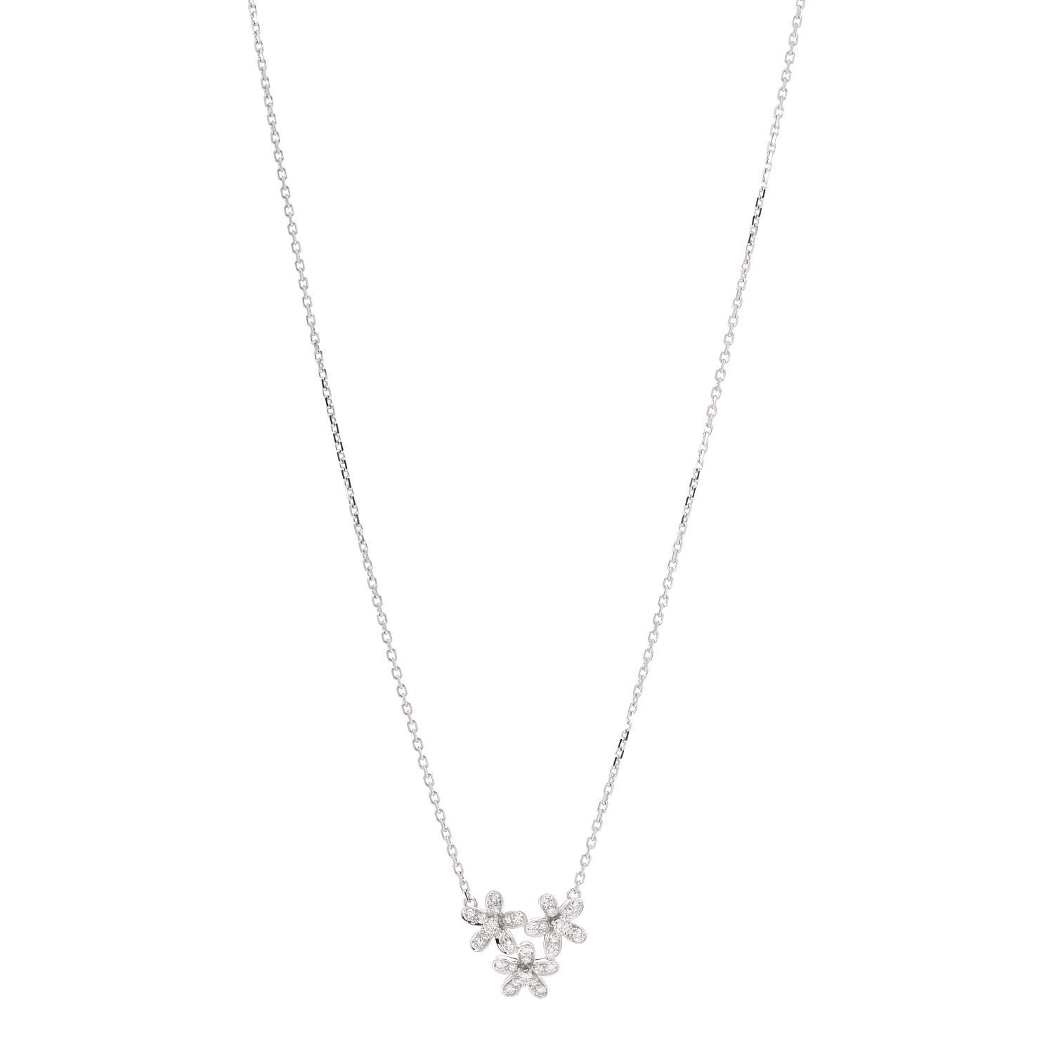 Van Cleef & Arpels 18K White Gold Diamond Socrate 3 Flower Pendant Necklace 1 of 5