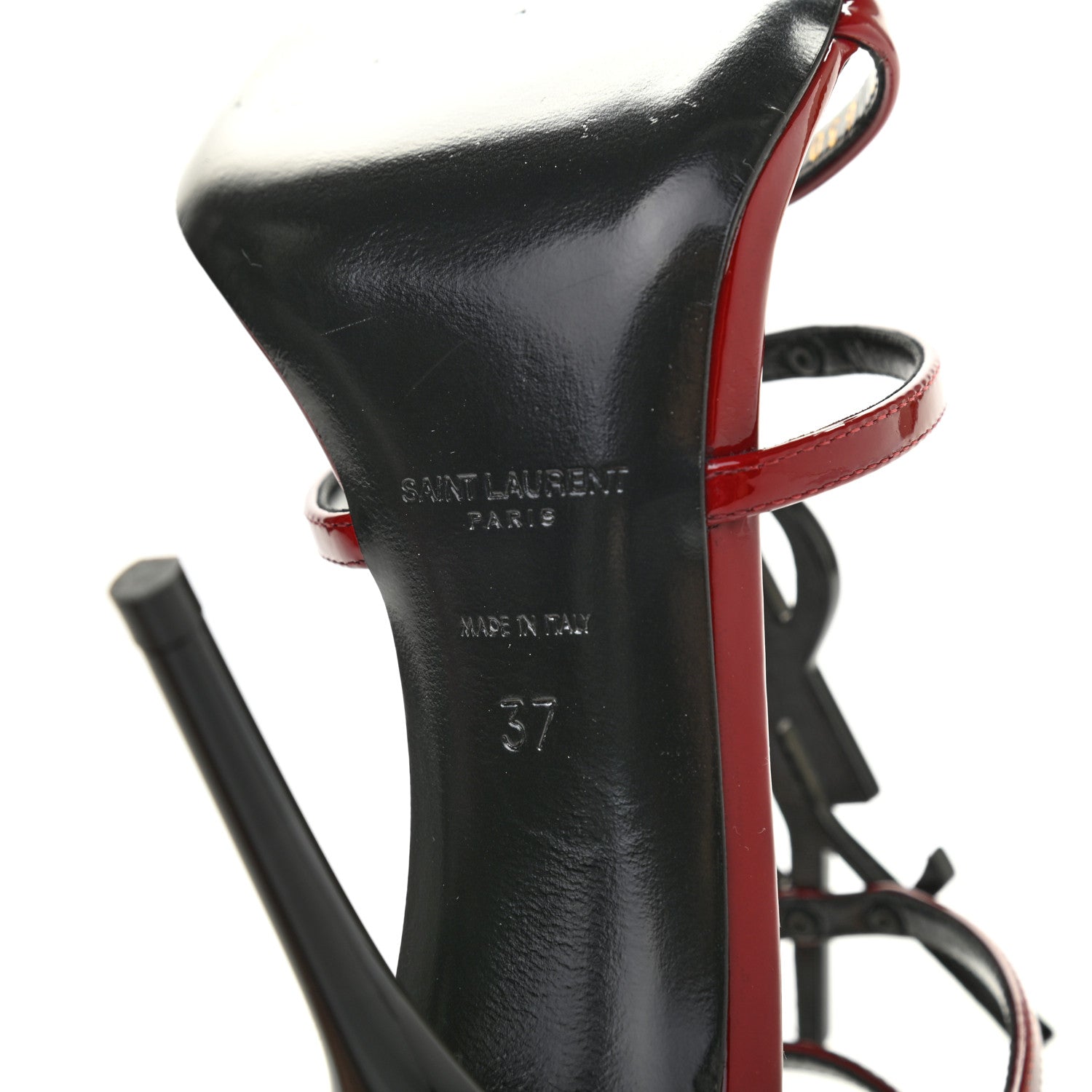Saint Laurent Patent Calfskin Cassandra 110 Sandals 37 Hot Red 7 of 8