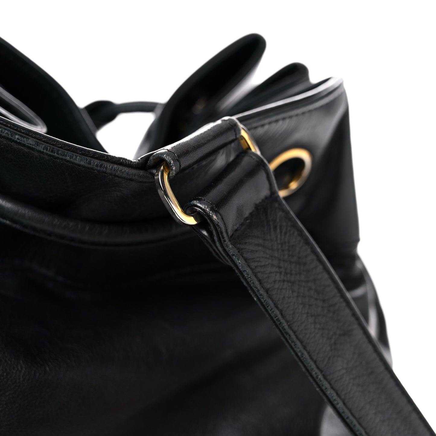 Lambskin Drawstring Sling Backpack Black
