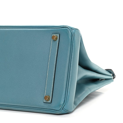 Hermes Courchevel Birkin 35 Blue Jean 9 of 11