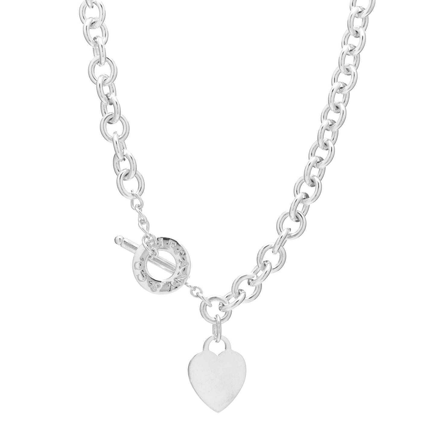 Sterling Silver Heart Tag Toggle Necklace