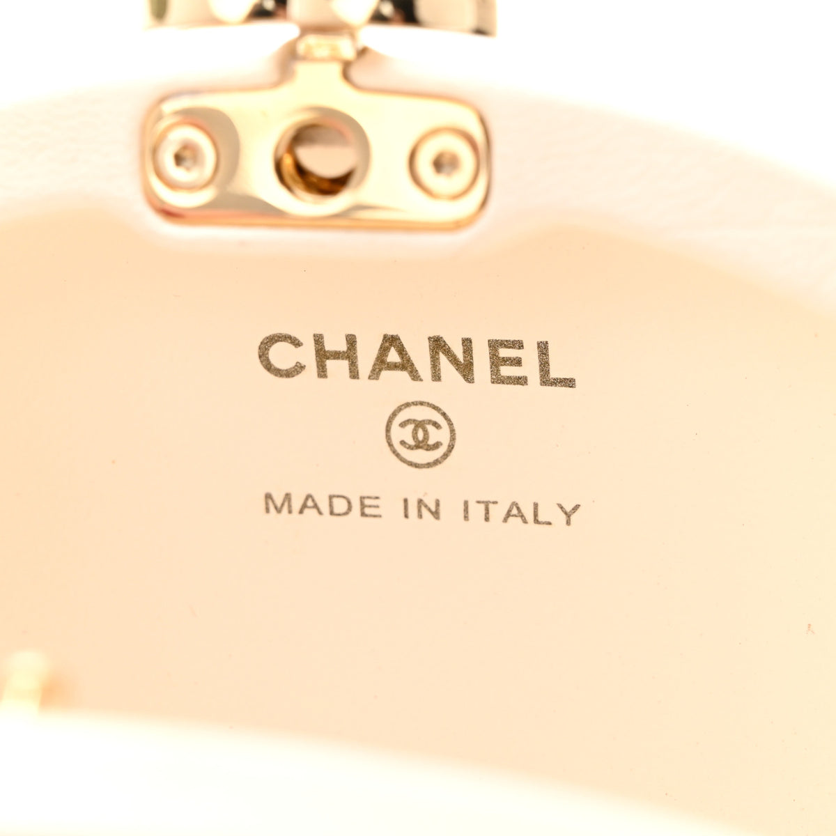 Chanel Lambskin Quilted Oval Minaudiere Chain Clutch White 6 of 13