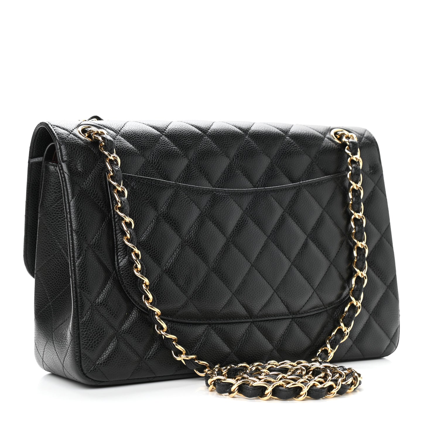 Caviar Quilted Jumbo Double Flap Black