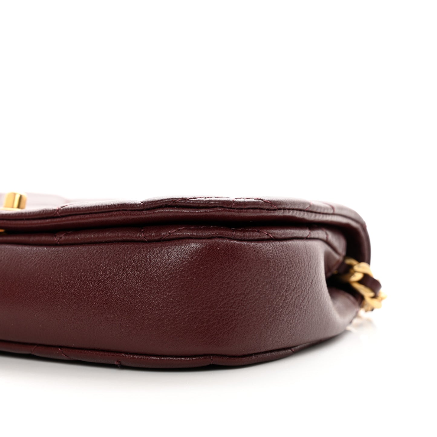 Calfskin Quilted Coco Mail Clutch With Chain Burgundy
