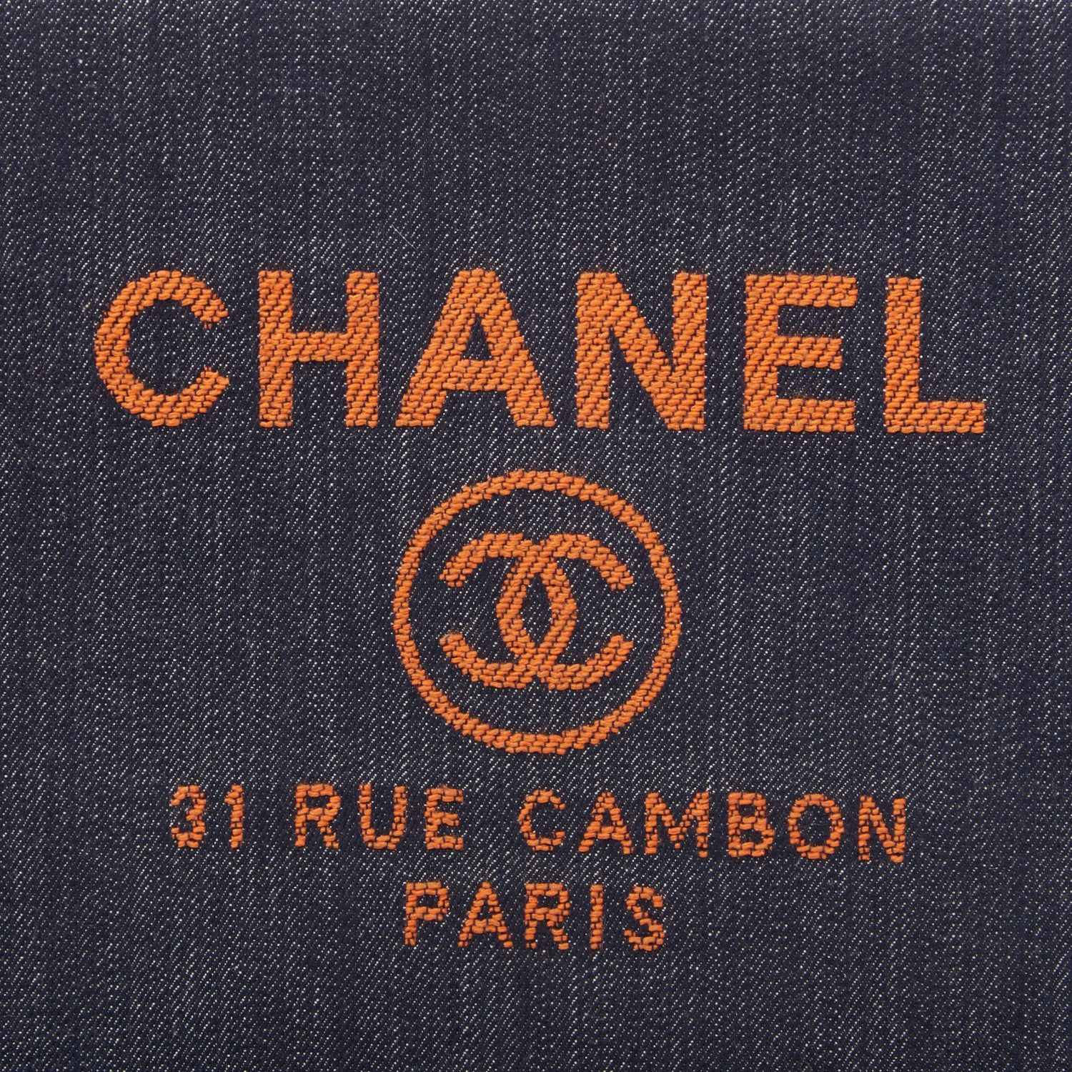 Chanel Denim Large Deauville Pouch Clutch Blue Orange 4 of 10