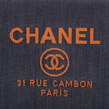 Chanel Denim Large Deauville Pouch Clutch Blue Orange 4 of 10