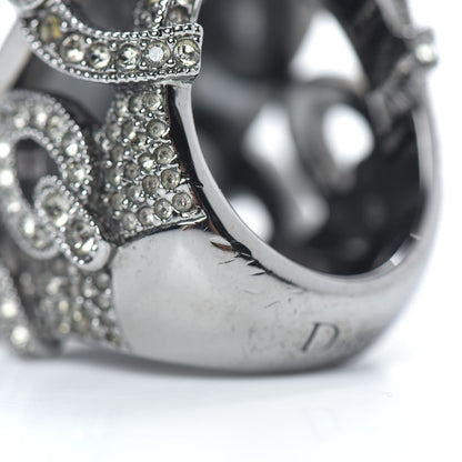 Christian Dior Crystal Resin Art Deco Ring 7.25 Black Silver 5 of 6