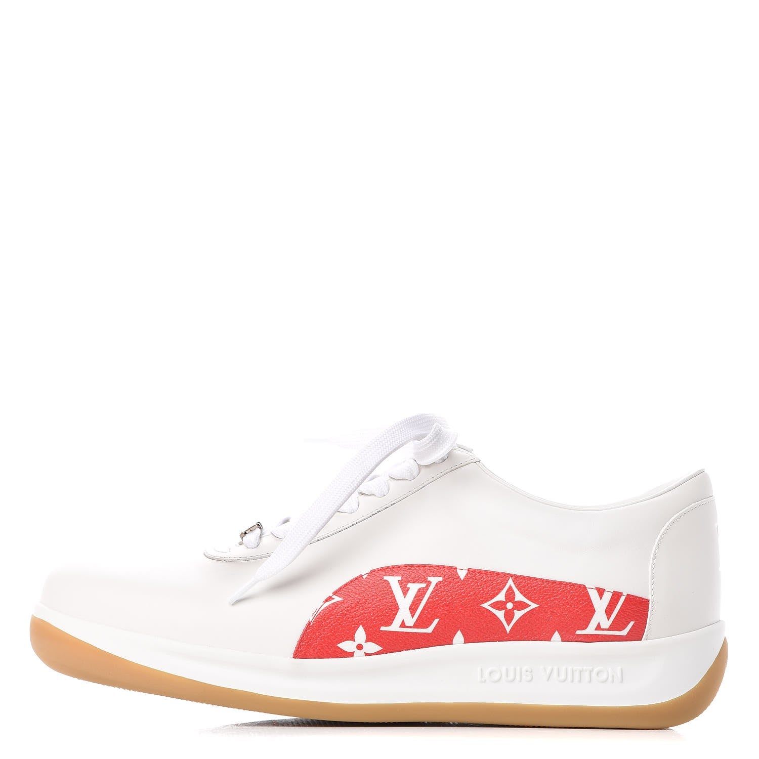 Louis Vuitton X SUPREME Calfskin Monogram Sneakers 9.5 White Red 1 of 9
