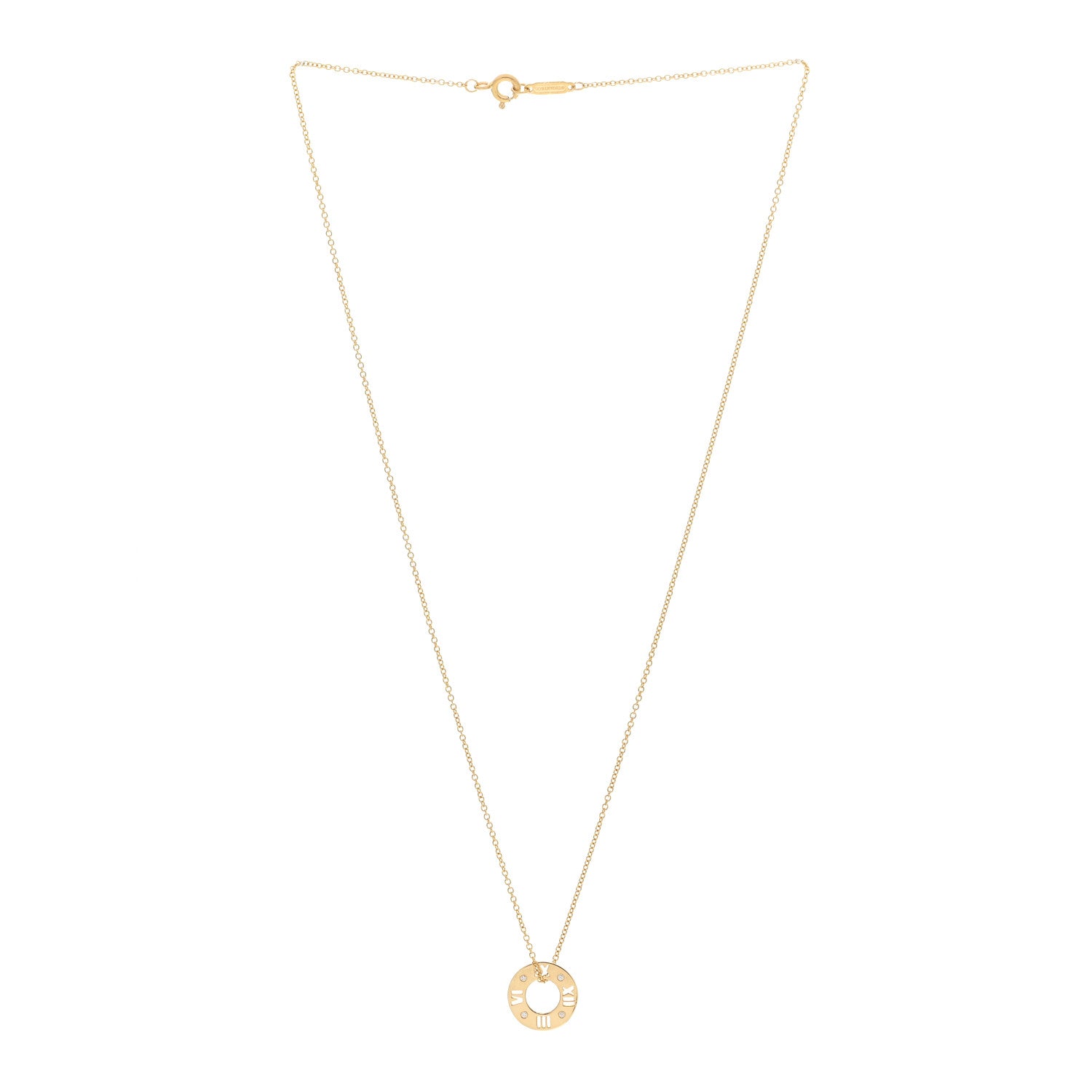 Tiffany 18K Yellow Gold Diamond Atlas Pierced Pendant Necklace 3 of 4