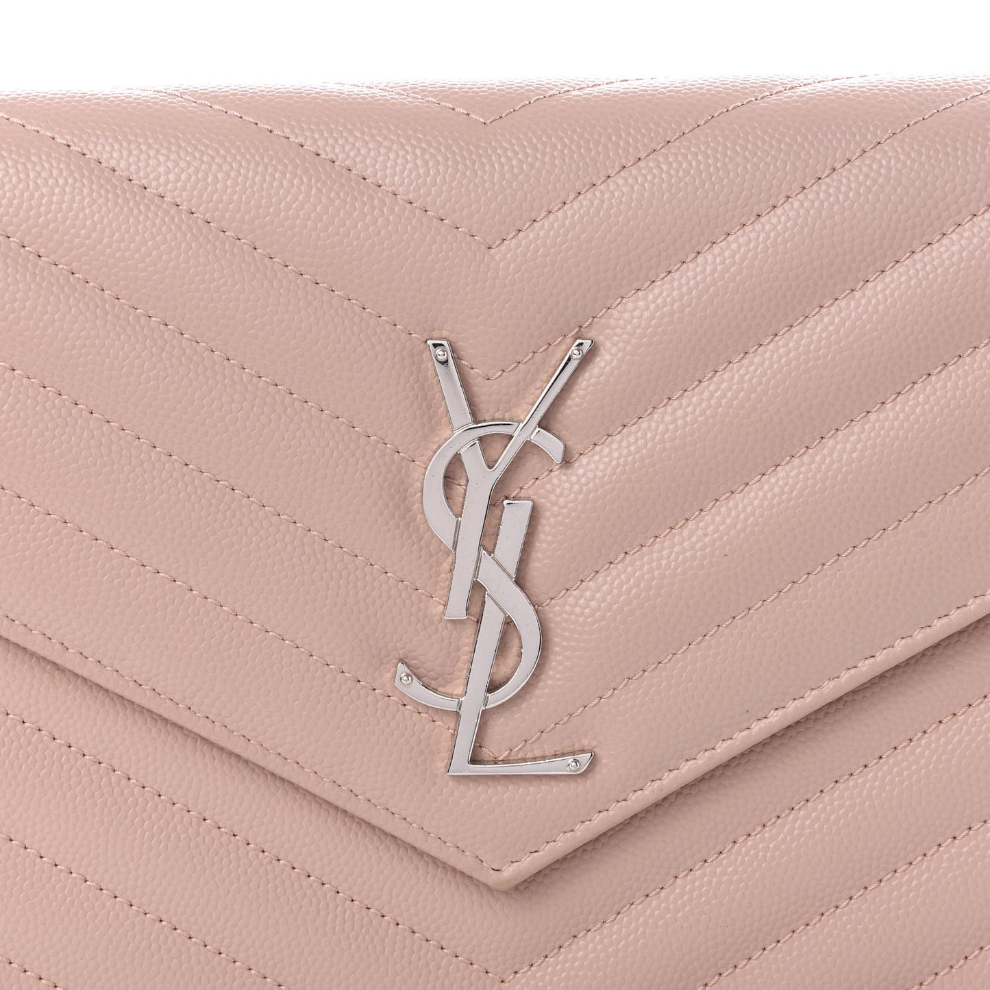 Grain De Poudre Matelasse Chevron Monogram Chain Wallet Pale Pink