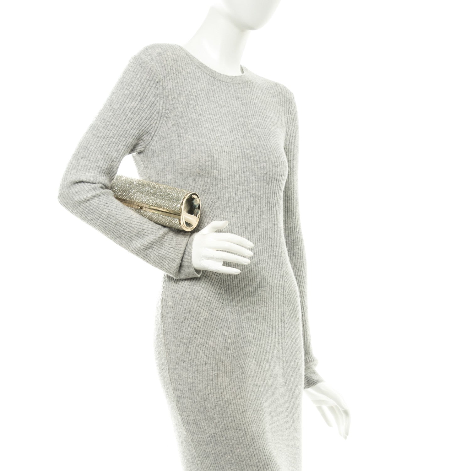 Jimmy Choo Lame Glitter Tube Clutch Light Gold 2 of 7