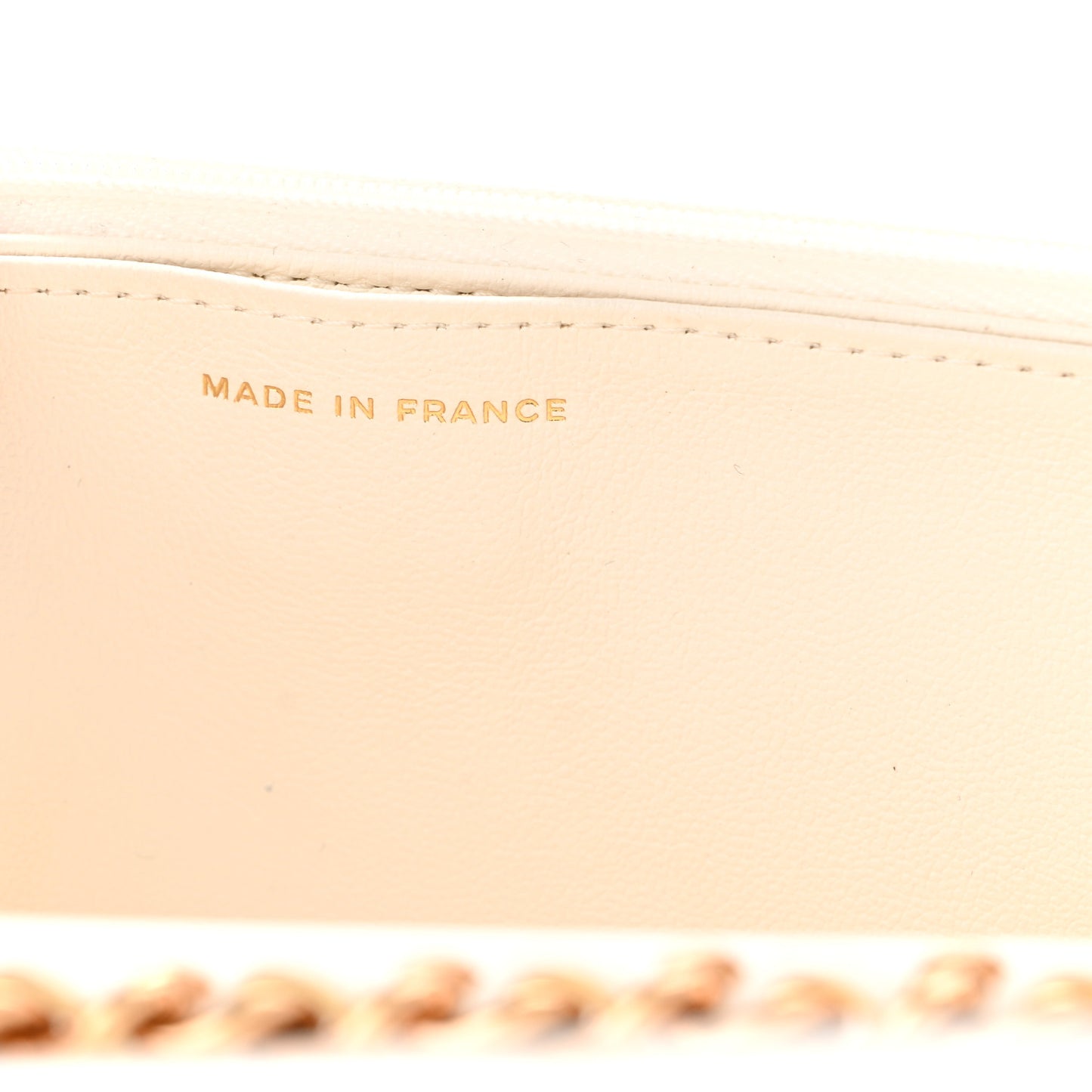 Lambskin Quilted Frame Wallet On Chain WOC White