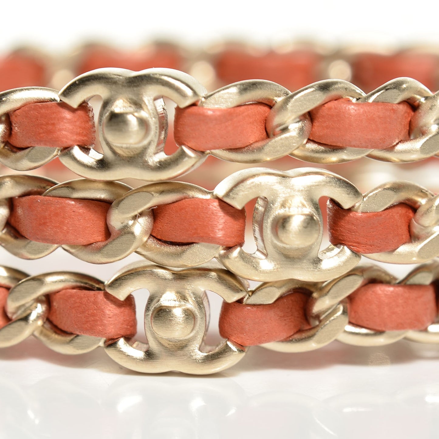 Lambskin Chain Bangle Set of 3 Light Red