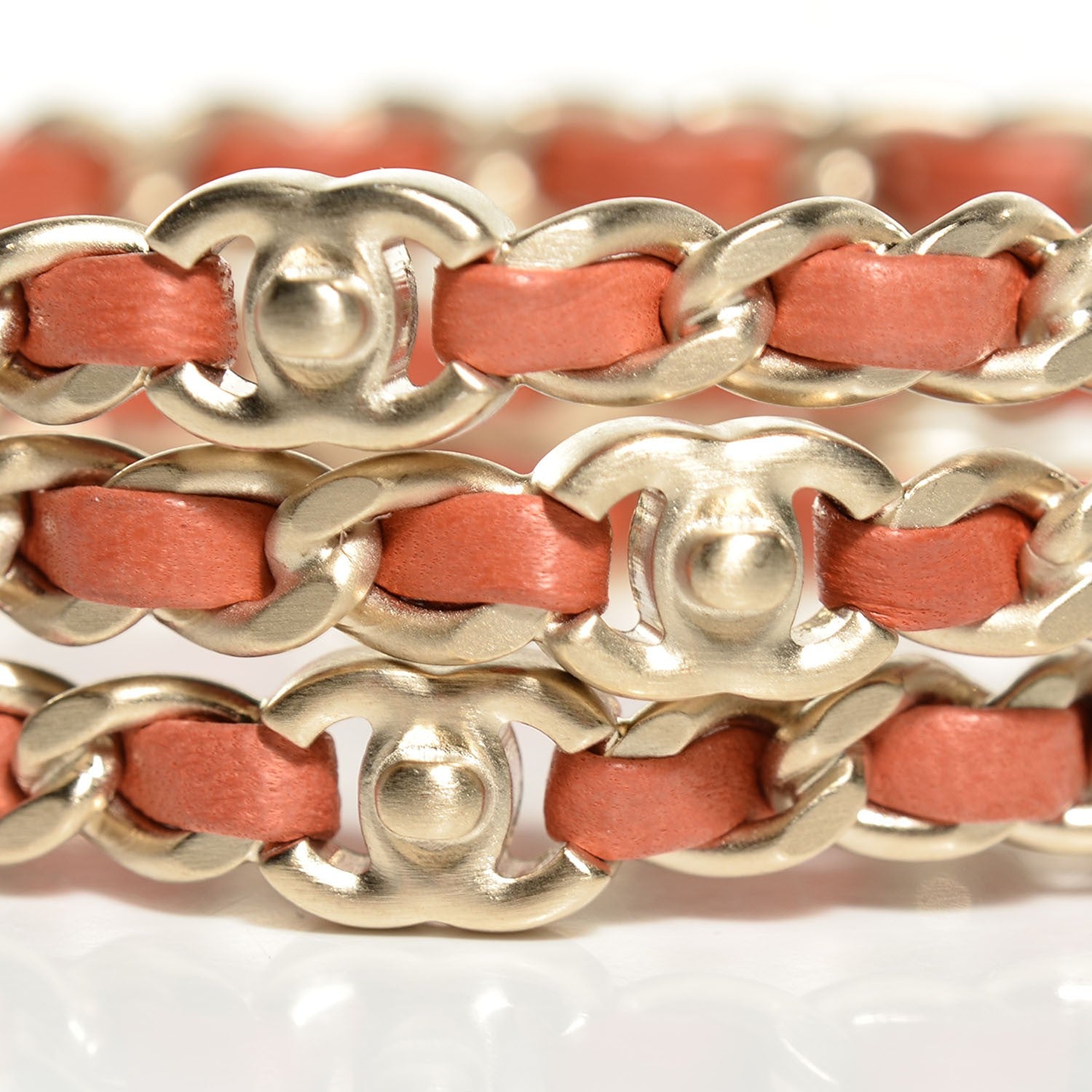 Chanel Lambskin Chain Bangle Set of 3 Light Red 3 of 5