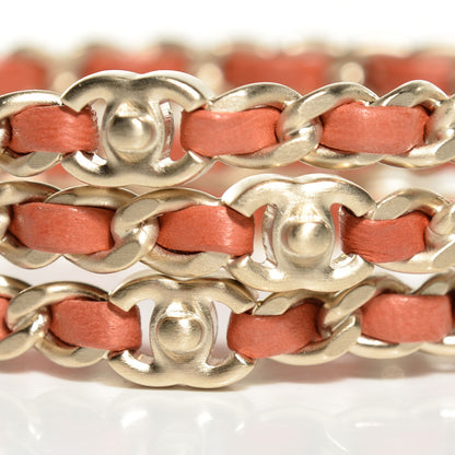 Chanel Lambskin Chain Bangle Set of 3 Light Red 3 of 5