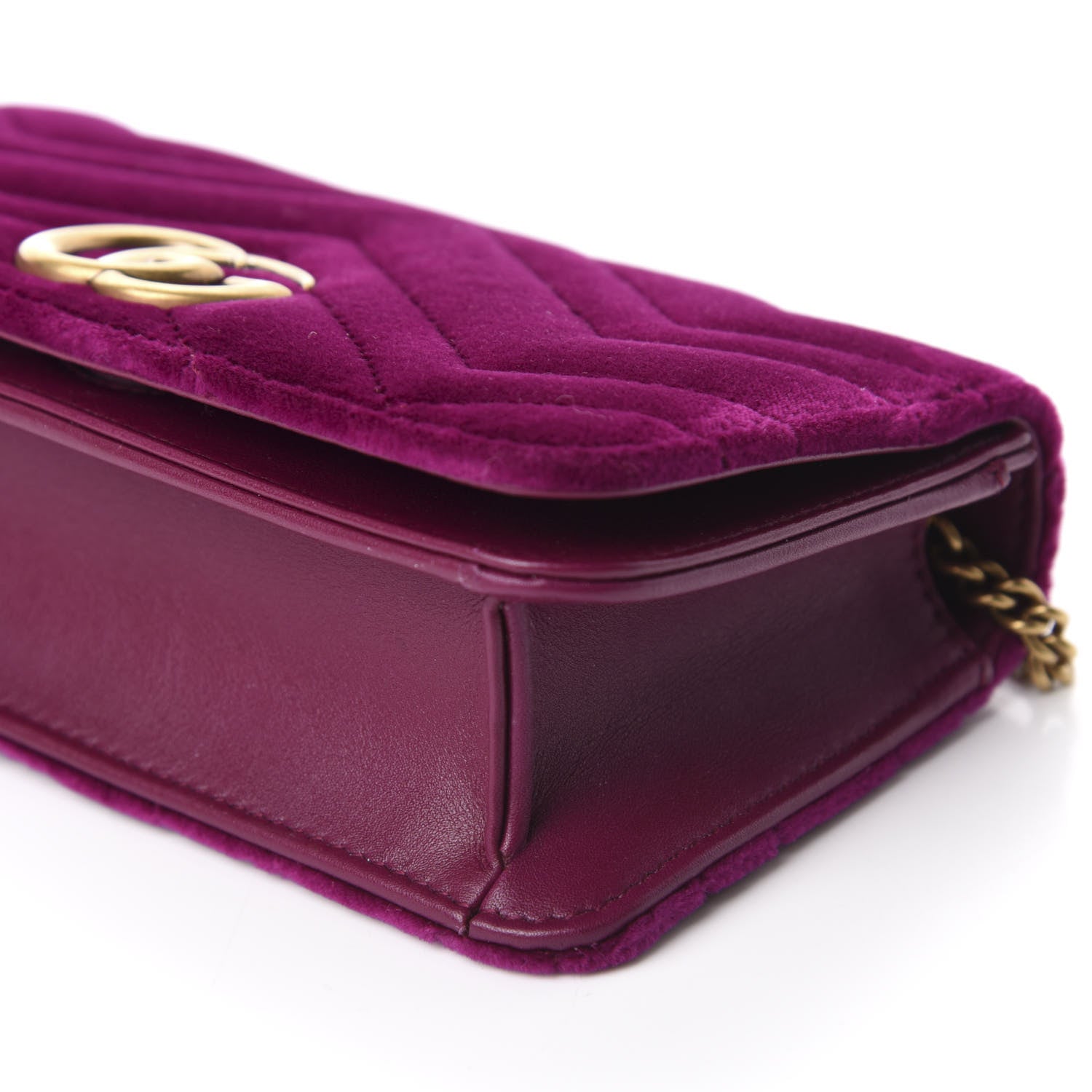Gucci Velvet Matelasse GG Marmont Mini Bag Fuchsia Violet Cyclamen 7 of 11