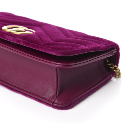 Gucci Velvet Matelasse GG Marmont Mini Bag Fuchsia Violet Cyclamen 7 of 11