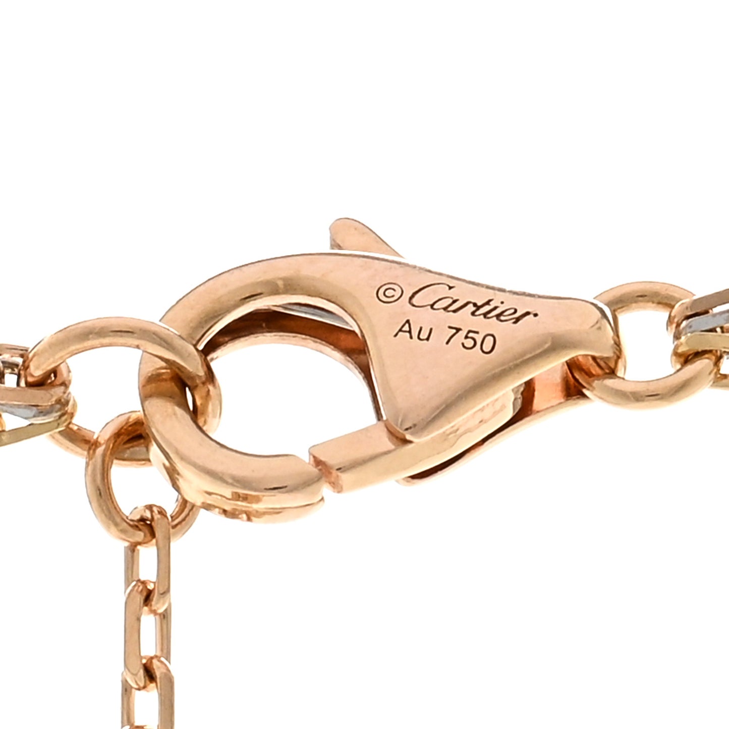 18K Pink Yellow White Gold Three Chain Necklace