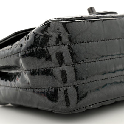 Chanel Metallic Patent Crumpled Calfskin Chevron Quilted Mini Square Flap Black 8 of 14