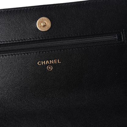 Chanel Lambskin Quilted Chanel 19 Wallet On Chain WOC Black 8 of 12