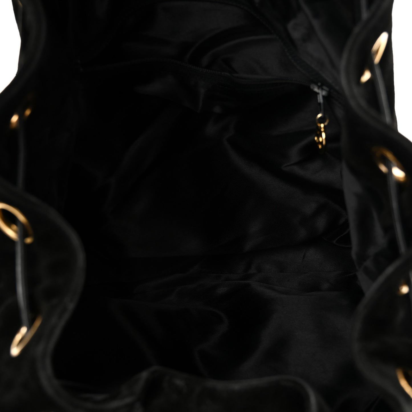 Suede CC Drawstring Backpack Black