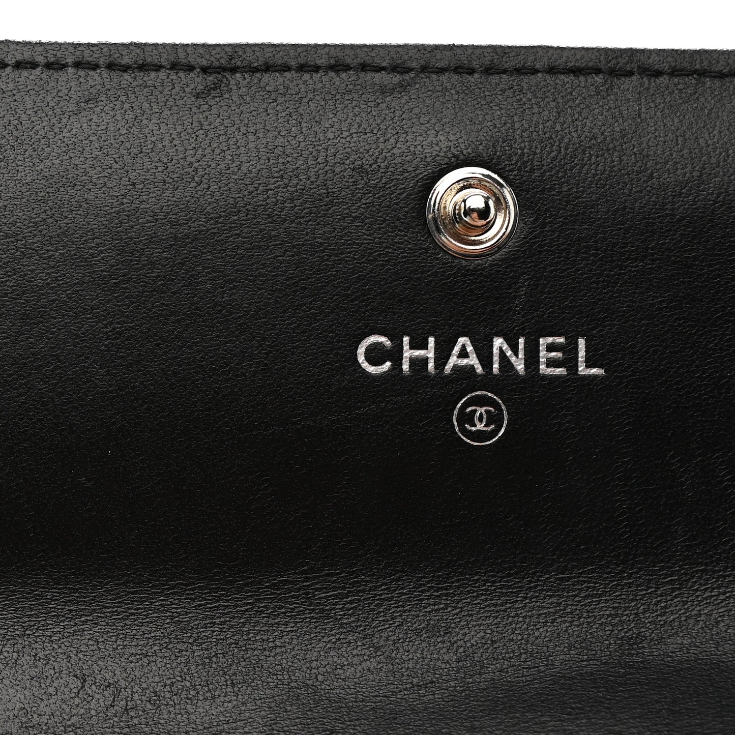 Lambskin Embossed Camellia Flap Wallet Black