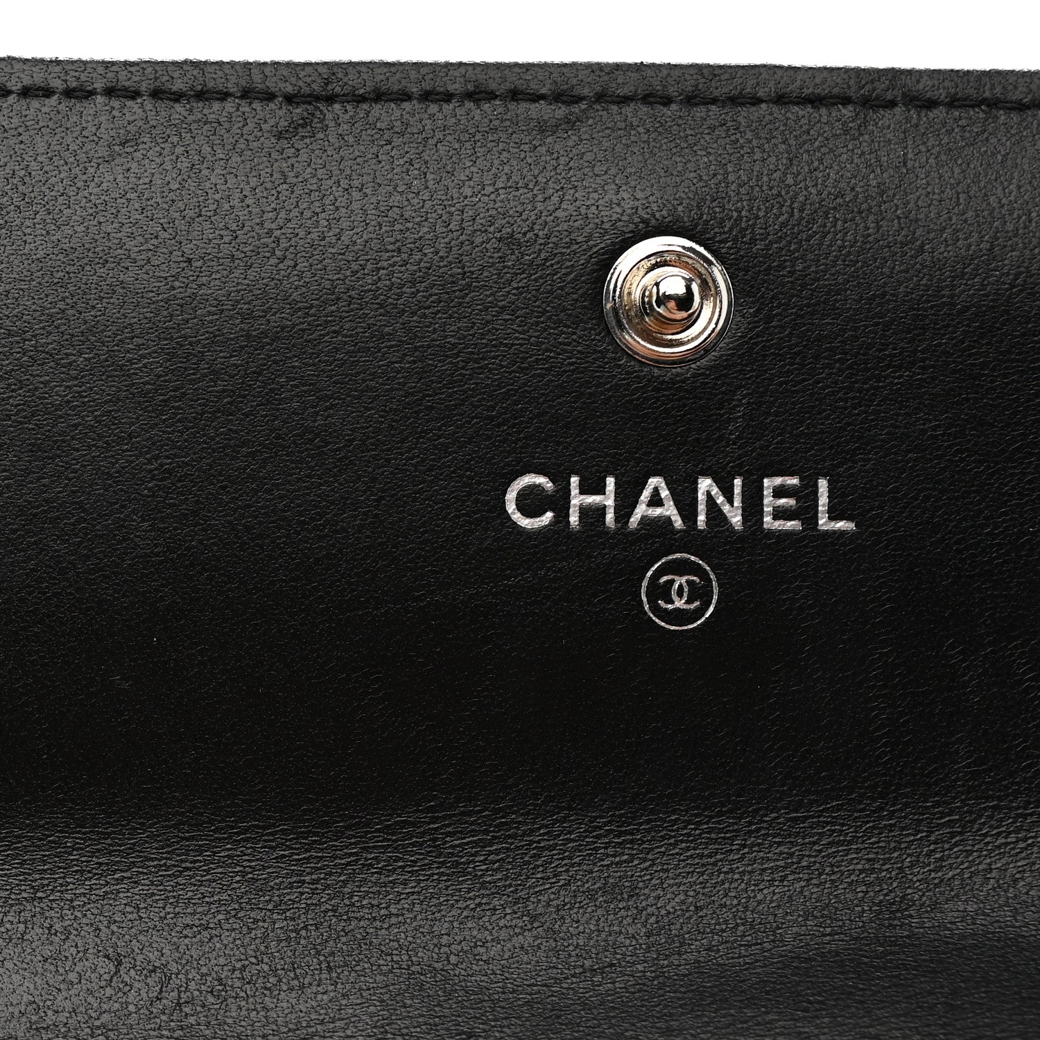 Chanel Lambskin Embossed Camellia Flap Wallet Black 9 of 9