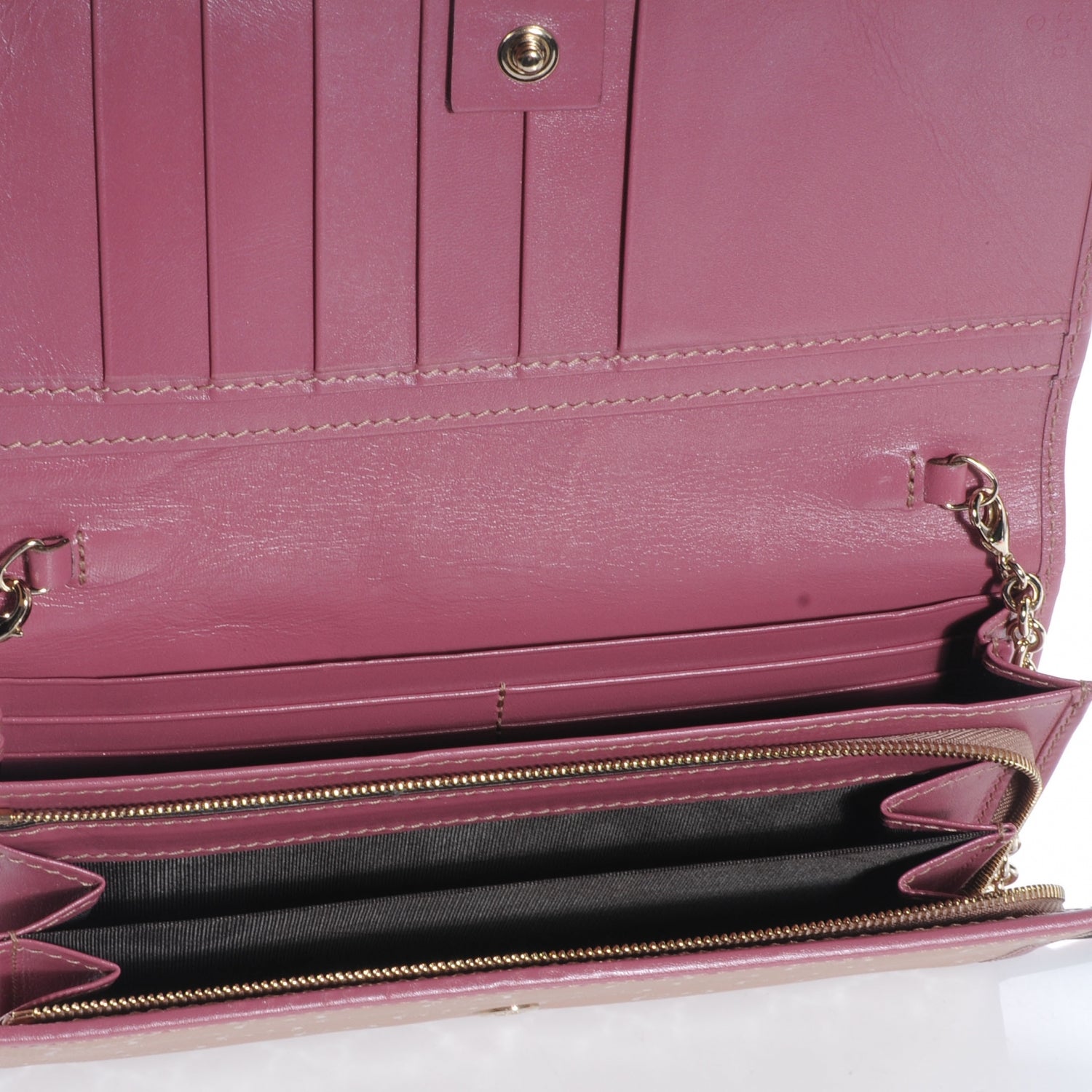 Gucci Imprime Monogram GG Pierce Chain Clutch Wallet Pink 7 of 9