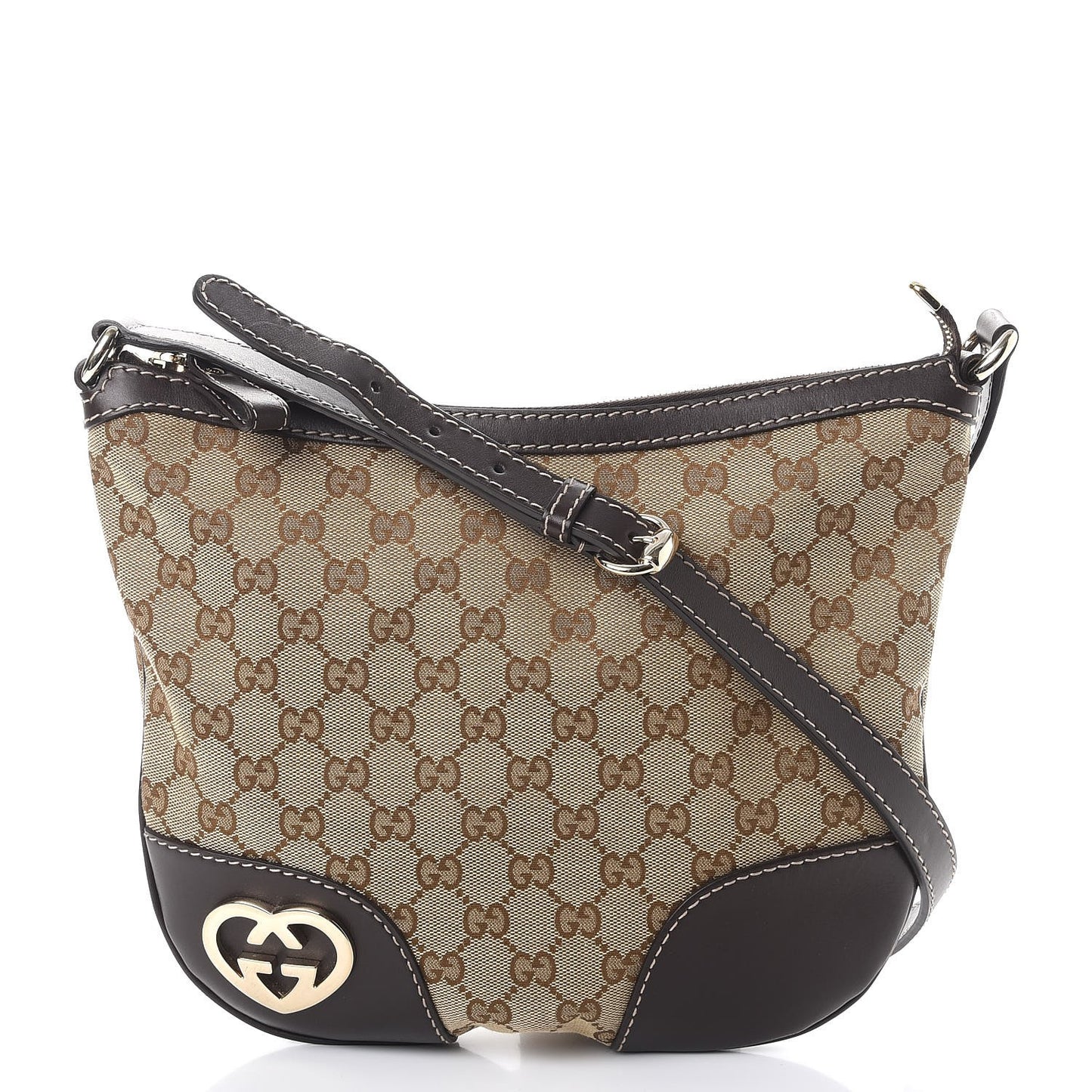 Monogram Small Lovely Heart Messenger Dark Brown