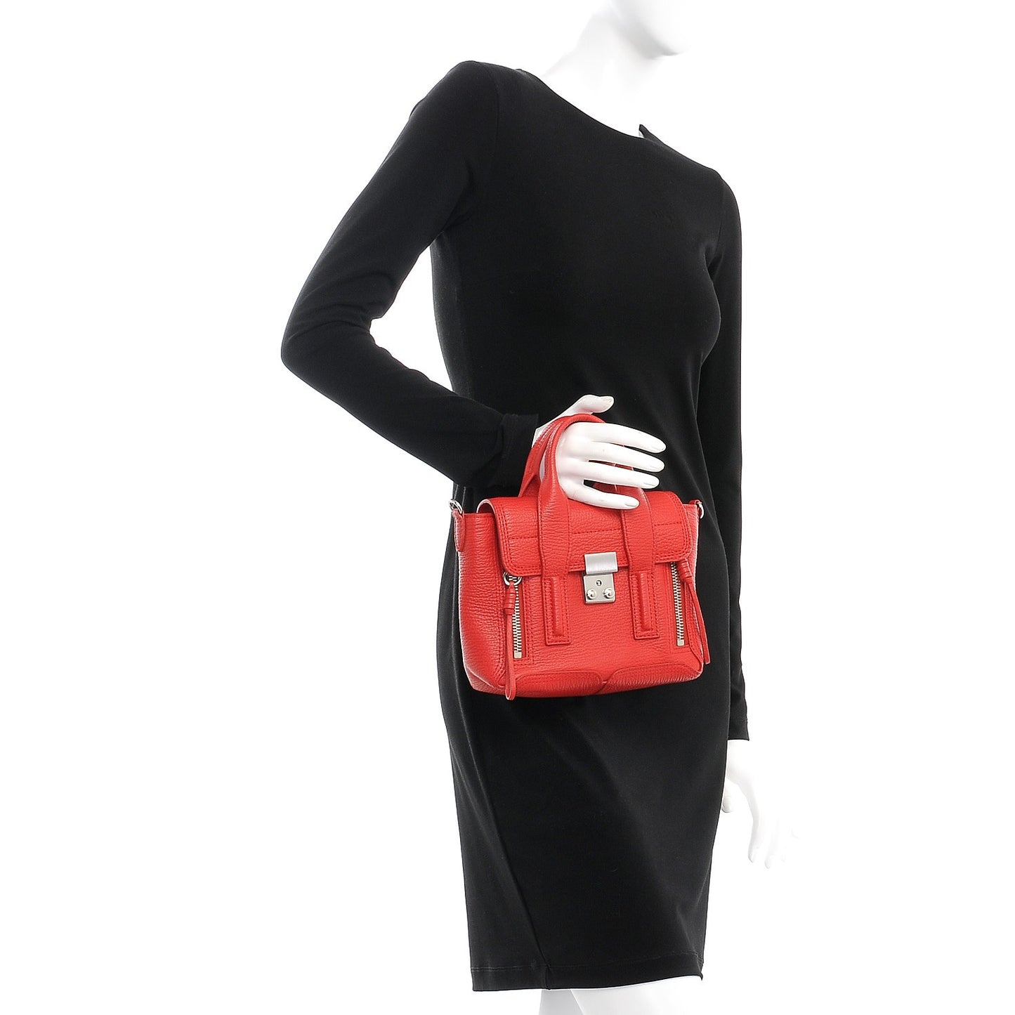 3.1 Textured Calfskin Mini Pashli Satchel Red