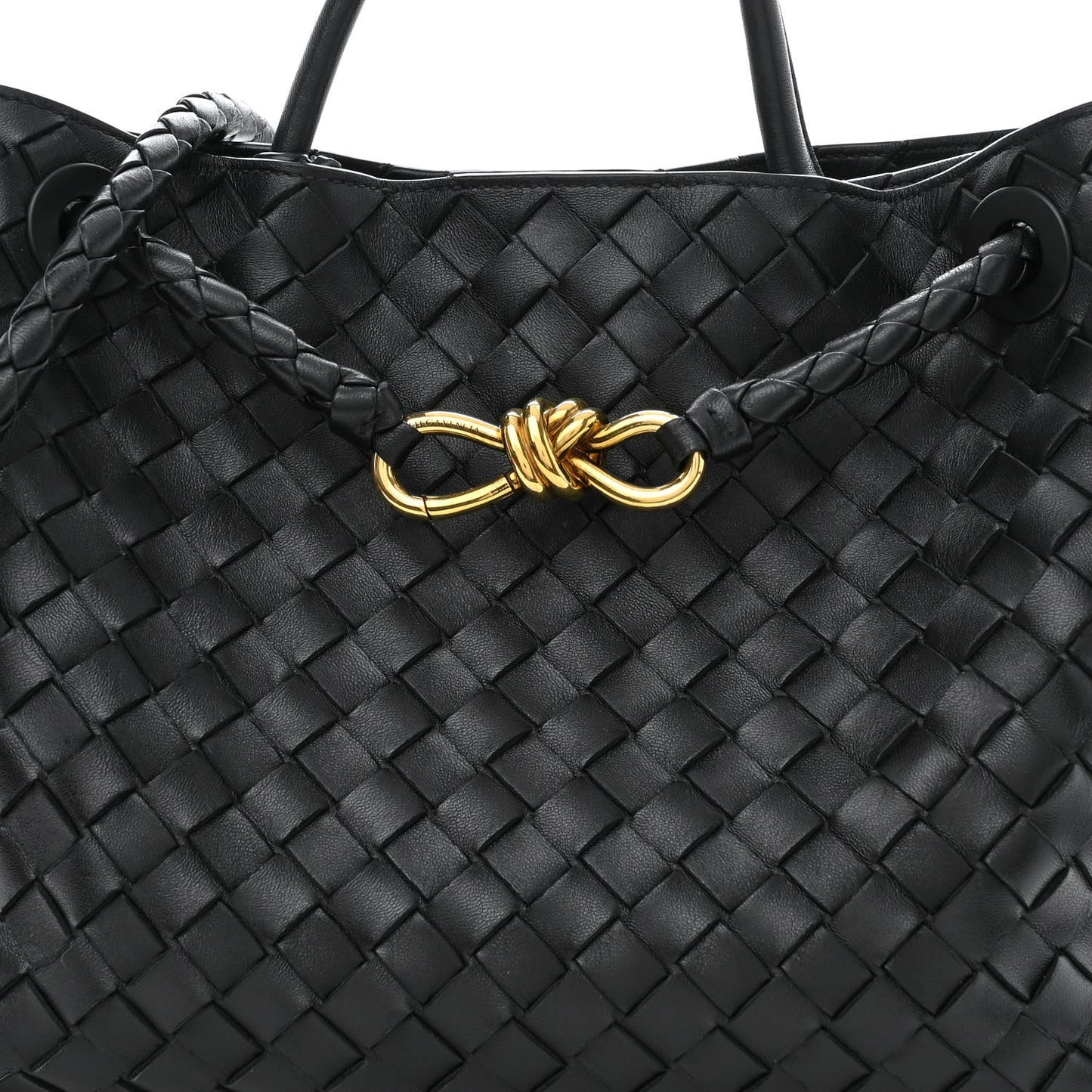 Nappa Intrecciato Medium Andiamo Shoulder Bag Black