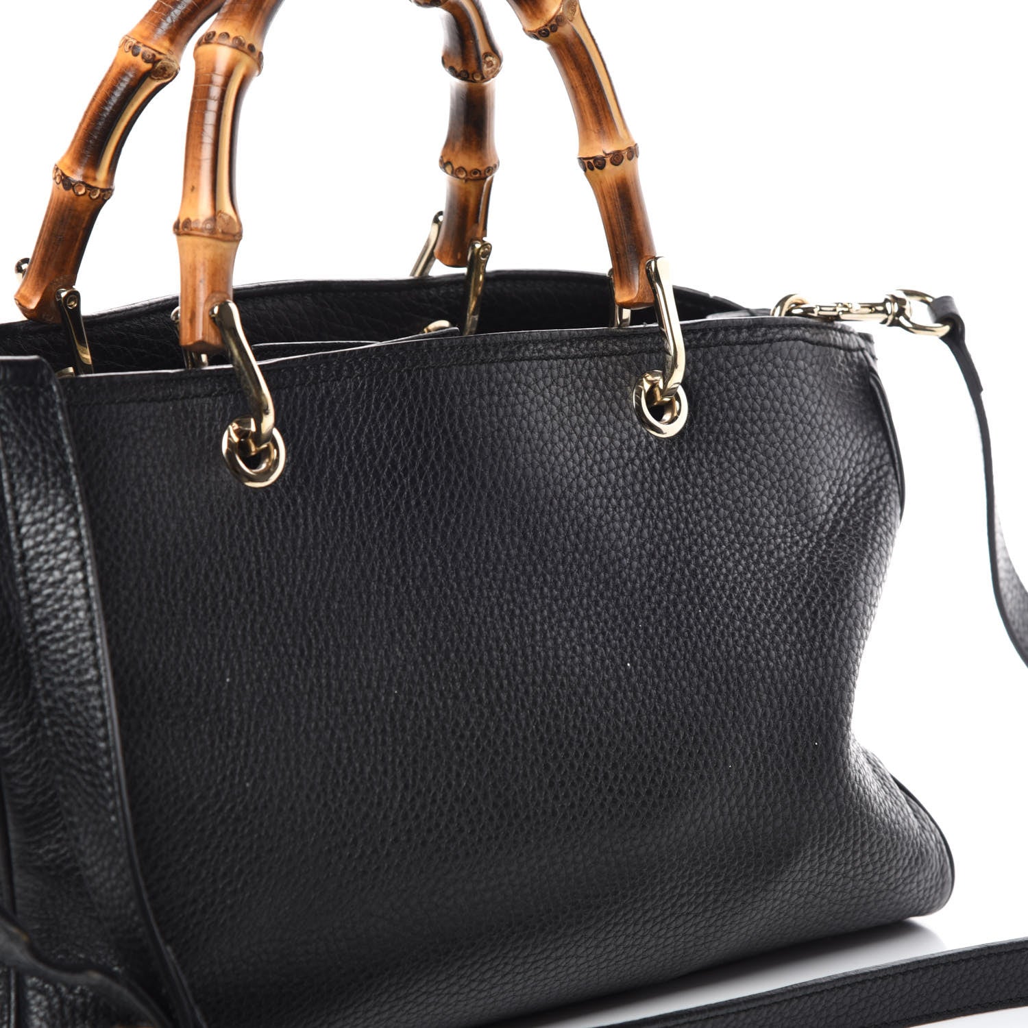 Gucci Pebbled Calfskin Medium Bamboo Shopper Tote Black 11 of 11