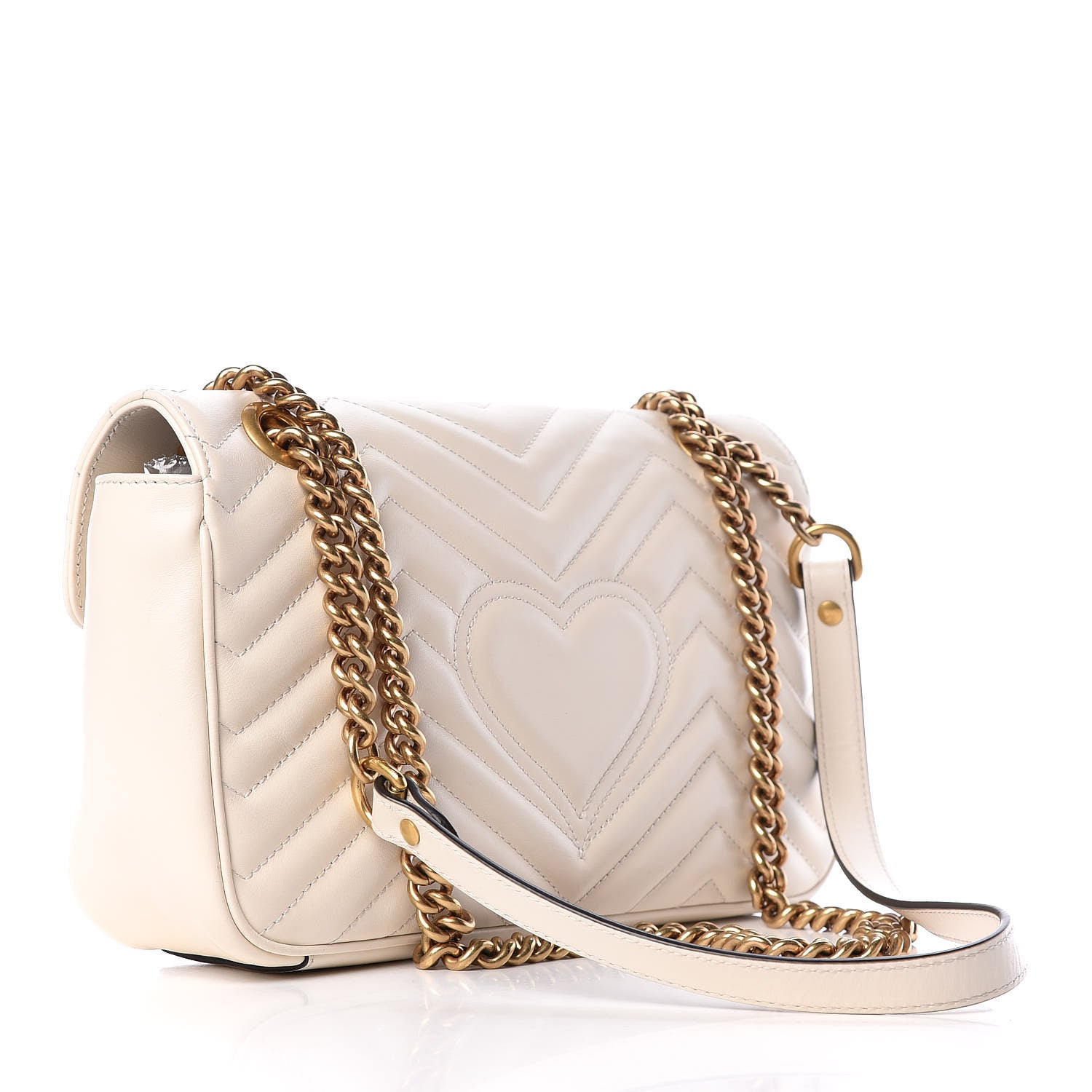Gucci Calfskin Matelasse Small GG Marmont Shoulder Bag White 3 of 12