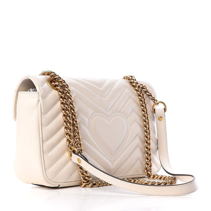 Gucci Calfskin Matelasse Small GG Marmont Shoulder Bag White 3 of 12