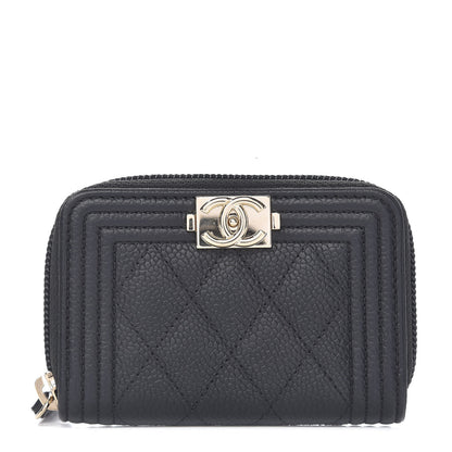 Chanel Caviar Quilted Boy Zip Around Coin Purse Wallet Black 1 of 7