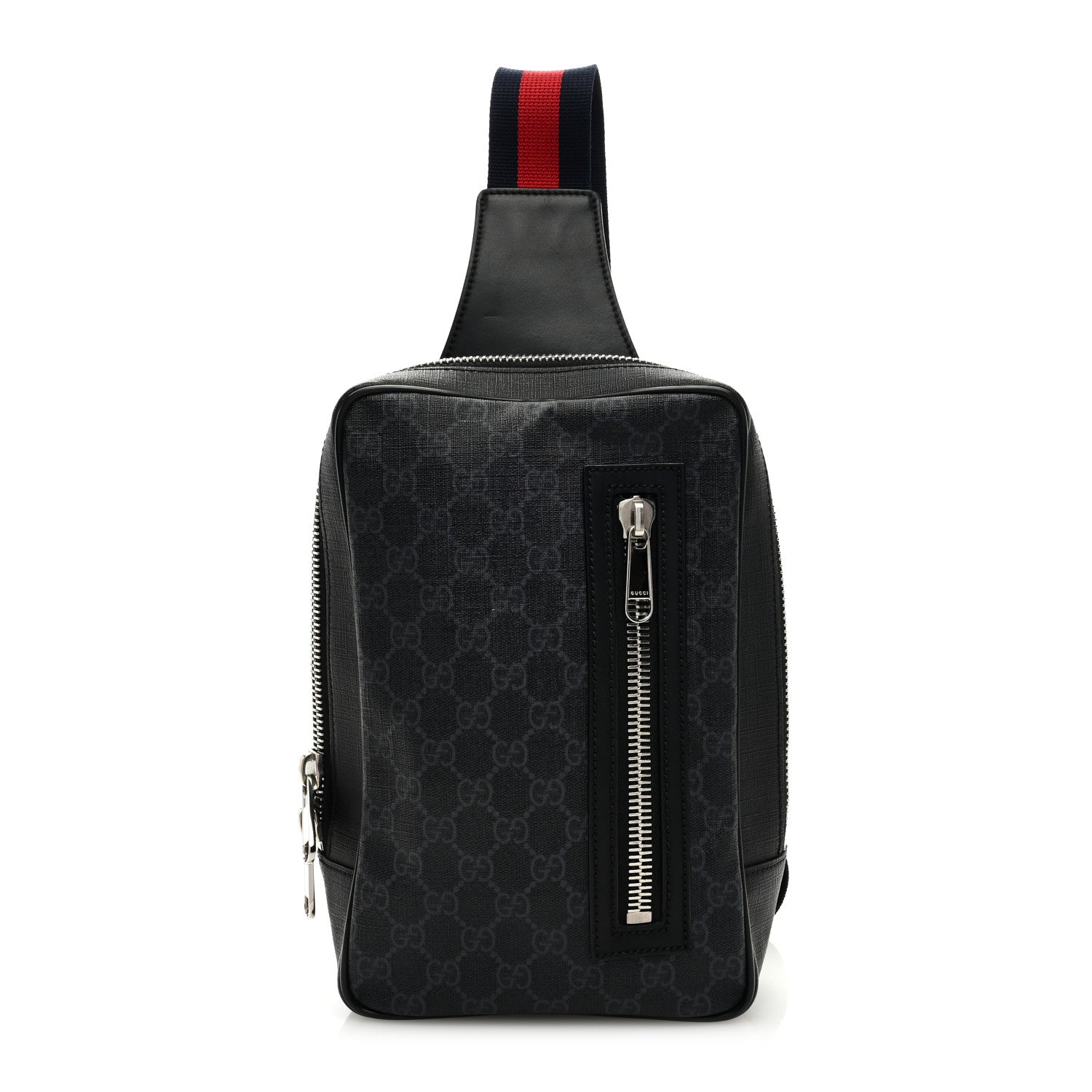 Gucci GG Supreme Monogram Web Belt Bag Black Grey 1 of 9