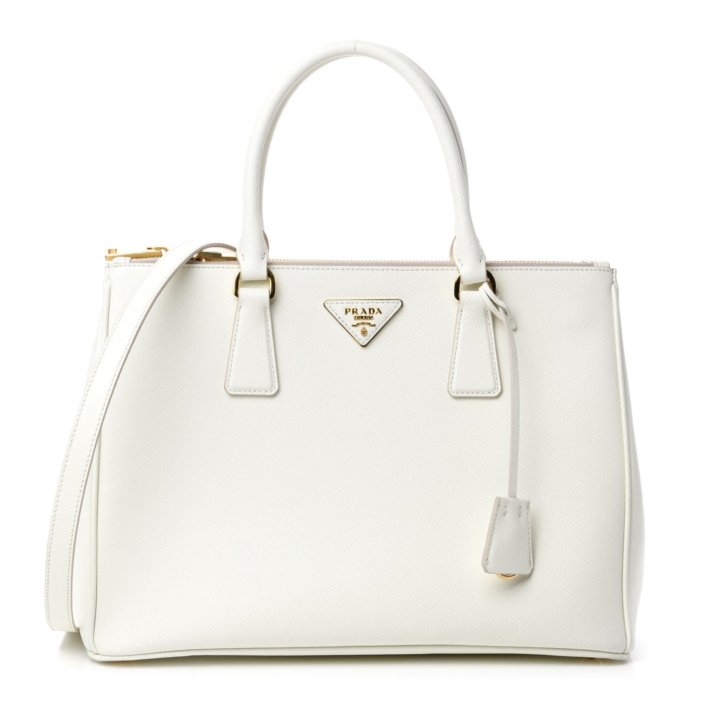 Saffiano Lux Large Galleria Double Zip Tote White