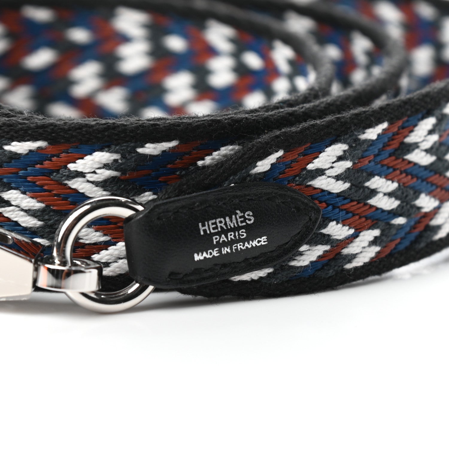 Hermes Toile Swift 25mm Sangle Cavale Shoulder Strap Black White Deep Blue 3 of 4