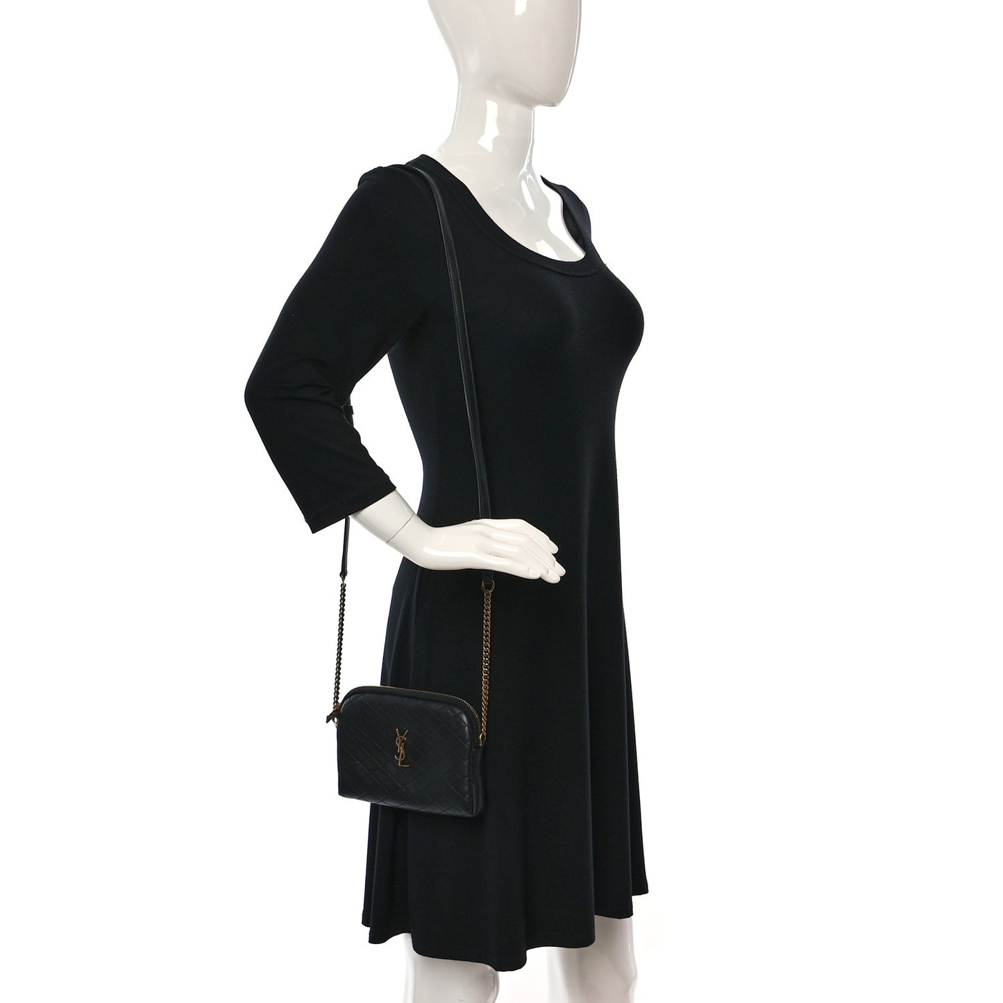 Lambskin Quilted Gaby Zipped Pouch Black