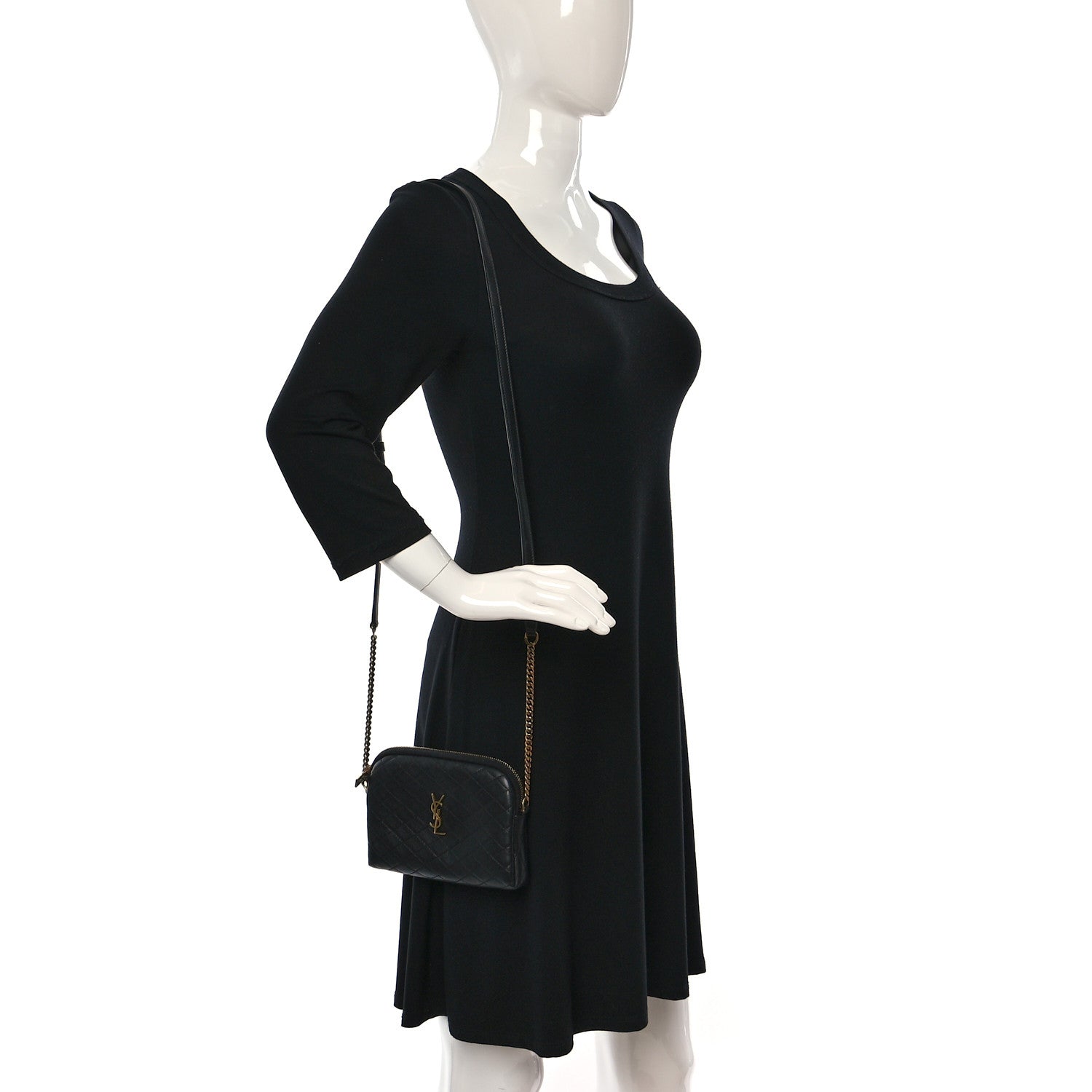 Saint Laurent Lambskin Quilted Gaby Zipped Pouch Black 2 of 9