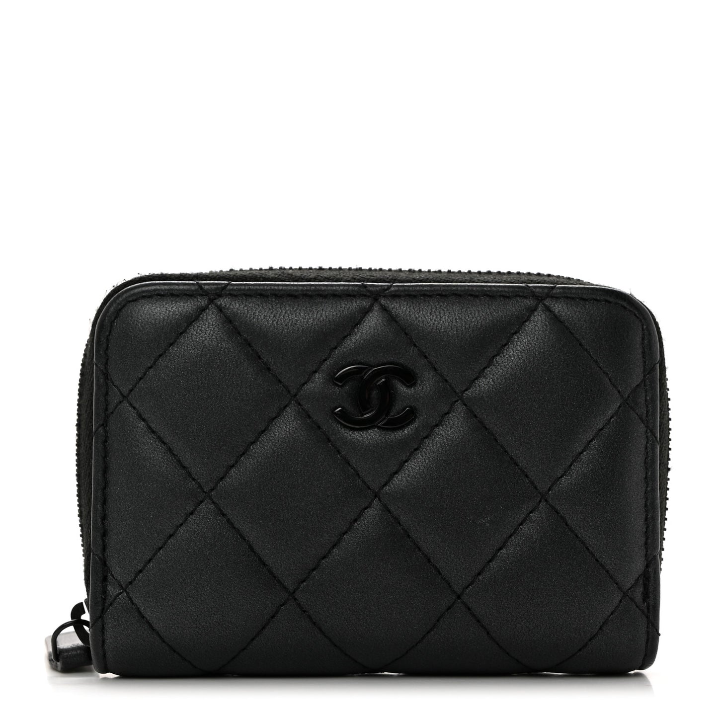 Lambskin Quilted Zip Coin Purse So Black